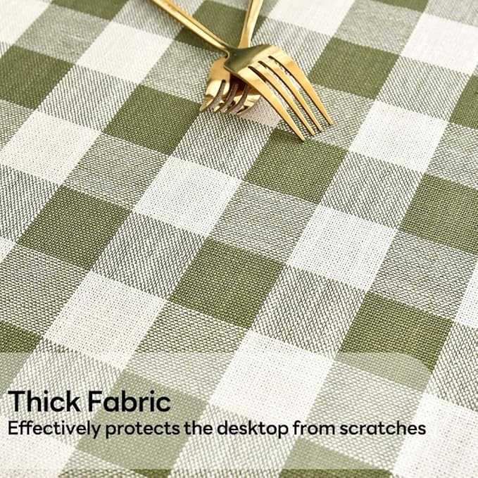 Gingham Tablecloth Rectangle Table Cloth Heavy Duty Cotton Checkered Table Cover for Spring Picnic Kitchen Dining(C-Sage Green, 52x86 inch)