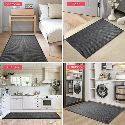 Kuyal Front Door Mat, 2'*3' Door Mat for Inside Outside Entrance,Waterproof Welcome Mats with Non-Slip Backing, Indoor Outdoor Entryway, Commercial Floor Mats, Durable & Easy to Clean, Dark Gray