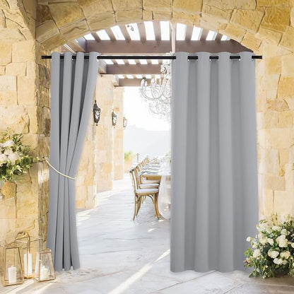 RYB HOME Outdoor Curtains for Patio Deck, Waterproof & Block Sunlight | Thermal by RYBHOME