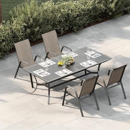 Stackable Outdoor Patio Dining Chairs Set of 4 – High Back, Breathable Gray - Image 2