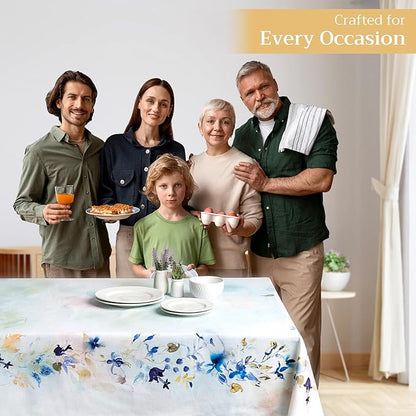 Maison d' Hermine Table Cloth Rectangle Table 100% Cotton 60 x 120 Inches Tablecloth Reusable Decorative for Dining Room, Farmhouse, Home, Party, Festive & Wedding Spring Summer - Lazy Summer Days