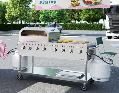 60 in. 8-Burner Commercial Outdoor Propane Gas Grill with 30 in. Pizza Oven in Stainless-Steel, ETL Listed (CGKIT6-P30)