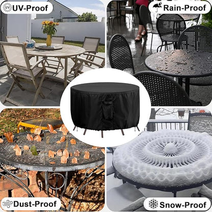 OutdoorLines Outdoor Waterproof Patio Table Furniture Set Covers - Round Couch Sectional Cover Outside Weatherproof Patio Furniture Covering for Deck, Lawn and Backyard 62" Dia x 28" H, Black