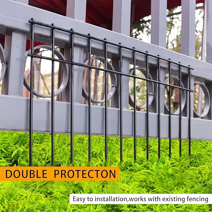 Adavin Small or Medium Animal Barrier Fence,20pack Black 20 In(L)X12 In(H) 1.6in Spacing No Dig Fence For Dogs, Metal Heavy Duty Fence for Cats Rabbits Critters, Garden Fencing For Yard. Total 33.5 Ft