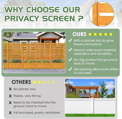 Air Conditioner Fence, Wood Decorative Fences with Planter Box, Outdoor Trash Can Privacy Screens for Outside, Pool Equipment Enclosure Panels 41" W x 73" H (1 Panel)