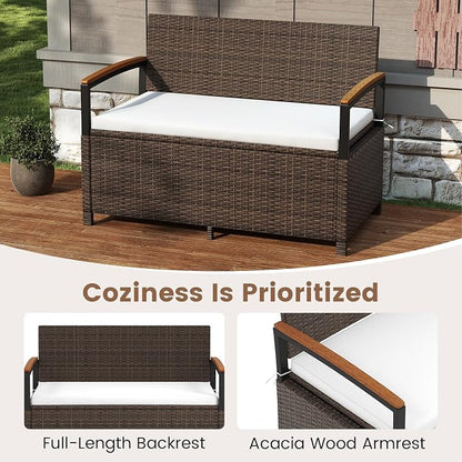 RELAX4LIFE Wicker Outdoor Storage Bench - Image 6