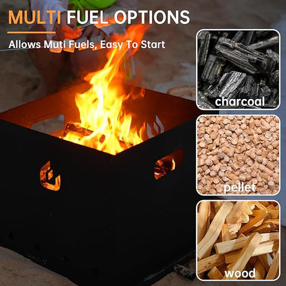PIZZELLO 4-in-1 Outdoor Pizza Oven 16" Wood Fired Outside Oven 2-Layer Detachable Pizza Maker with Pizza Stone, Pizza Peel, Cover, Cooking Grill Grate, Pizzello Gusto
