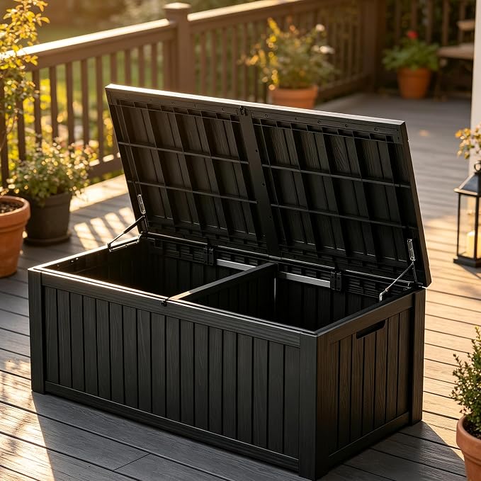 Outdoor Deck Storage Box, Resin Deck Boxes Indoor and outdoor, Waterproof - Image 2