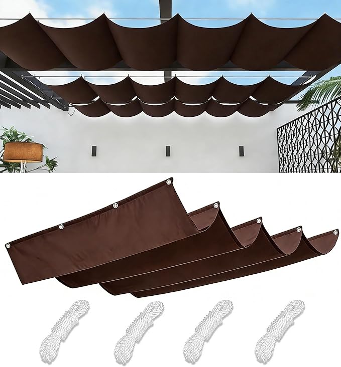 Retractable Wave Sun Shade Sail Waterproof 5' x 13' Sun Shade by WoaceSunShadeSail