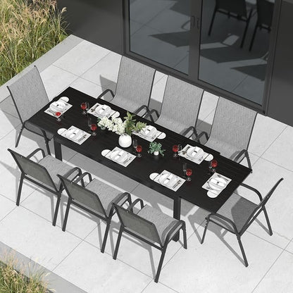 Patio Dining Chairs Set of 8, Outdoor Stackable Furniture Set | All Weather - Image 7