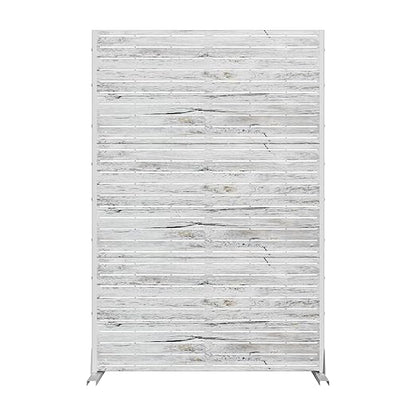 Casaphoria 72" H x 47" W Metal Outdoor Privacy Screen, Freestanding Decorative Divider for Patio, Deck, Balcony, and Garden with Stable Base, White-Veneer