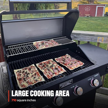 Monument Grills Denali 425, Smart Liquid Propane Gas Grill 4+1 Burner BBQ Grill with Side Burner, Black