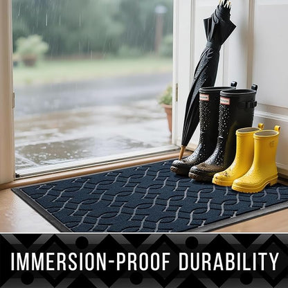 Yimobra Large Door Mat 47x24, All-Season Waterproof Doormat Outdoor Entrance, Heavy Duty Non-Slip Outside Door Mat for Garage Patio Proch Entryway Indoor, Easy Clean, Blue