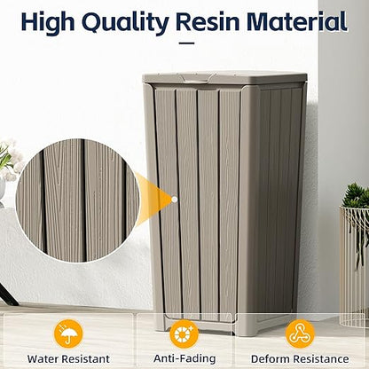 23 Gallon Outdoor Trash Can Waterproof Resin Garbage Can with Lid Outside Trash Bin for Porch Backyard, Deck, Patio, Kitchen Trash Can