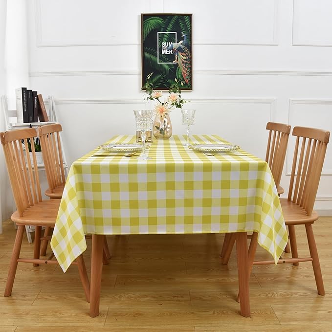 Waterproof Checkered Tablecloth Fabric - Rectangle 58x84 Inch Classic Gingham Buffalo Plaid Table Cloth for Indoor/Outdoor Use - Washable Table Cover for Kitchen, BBQs, and Parties