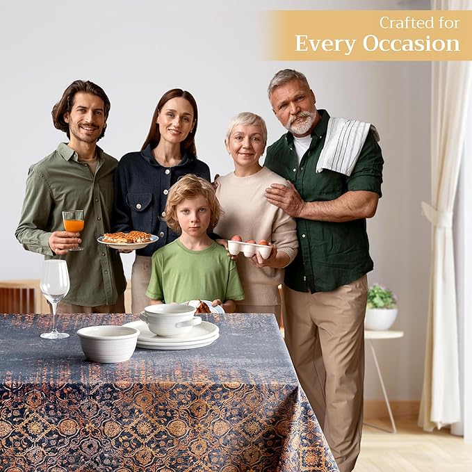 Maison d' Hermine Table Cloth Rectangle Table 100% Cotton 60 x 120 Inches Fall Tablecloth Reusable Everyday Use for Thanksgiving Christmas Decorations Dining Farmhouse Party (Imperfection)