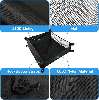 Xxerciz Storage Basket for Coleman Outdoor Camping Table, Portable Mesh Bag with Adjustable Hook and Loop Straps, Large Picnic Table Oxford Organizer Pouch for Camping Travel