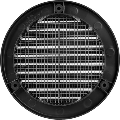 4 Inch [Opening] Black Air Vent Cover – Pack of 10 – Plastic Round Air Vent Grill Cover for Wall or Ceiling, Built-in Mesh Screen/HVAC Return Air Register – Modern Louvered Design