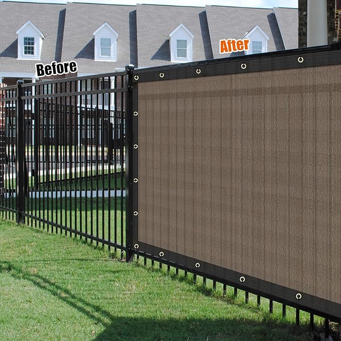 AYOHA 4' x 64' Privacy Fence Screen Fabric Mesh Shade Net Cover, Heavy Duty 160 GSM Privacy Barrier for Chain Link Fence, 90% Privacy Blockage, Excellent Airflow, Cable Zip Ties Included, Brown