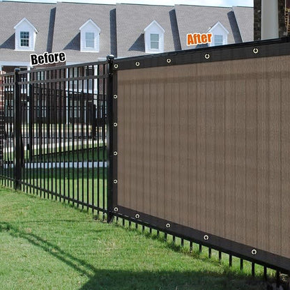 AYOHA 4' x 85' Privacy Fence Screen Fabric Mesh Shade Net Cover, Heavy Duty 160 GSM Privacy Barrier for Chain Link Fence, 90% Privacy Blockage, Excellent Airflow, Cable Zip Ties Included, Brown