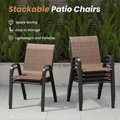 Stackable Patio Chairs Set of 2, Stackable Outdoor Dining Chair - Image 5