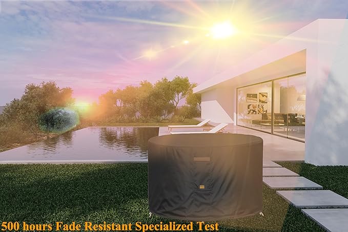 Fire Pit Cover 600D Heavy Duty Waterproof Fabric With PVC Coating Round 40" Dia x 20" H Black Fits 35-38 inch Fire Pit Table Fade Resistant Outdoor Firepit Cover
