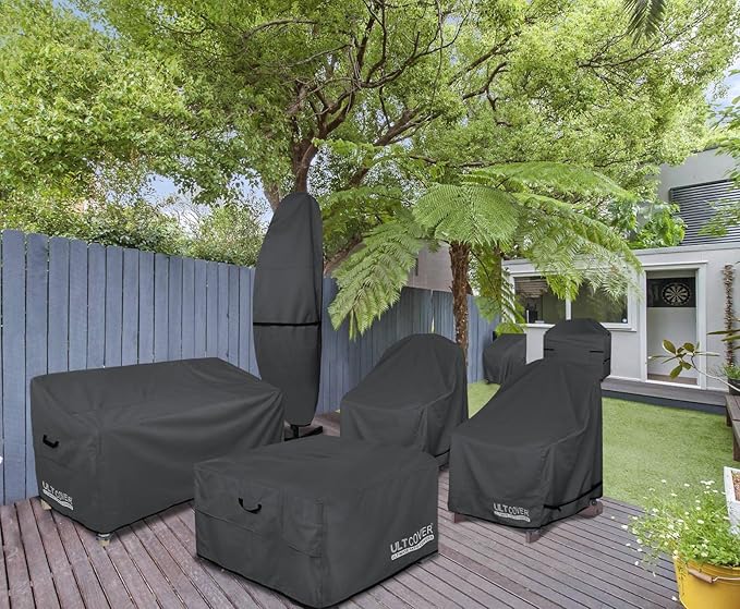 ULTCOVER Patio Fire Pit Table Cover Square 28 inch Outdoor Waterproof Fire Bowl Cover, Black