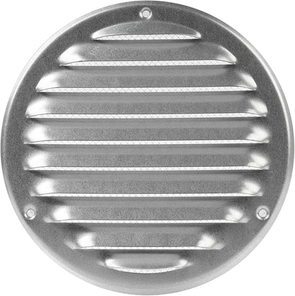 Repa Market 5 Inch (Opening Dimensions) Round Air Vent Cover/Galvanized Steel Louvered Grill Cover with Mesh Screen/Wall or Ceiling Vent/HVAC Register for DIY Home Improvement