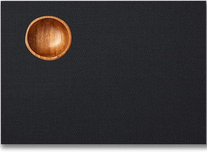 Placemats Set of 8 - Easy Clean Woven Vinyl Placemats for Dining Table, Indoor/Outdoor Place Mats, Washable PVC Table Mats（Black）
