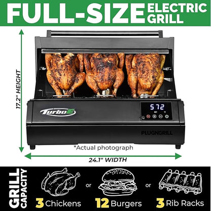 Turbo E XL Electric Grill, 1700W Infrared, Warming Rack and Probe, Apartment Friendly
