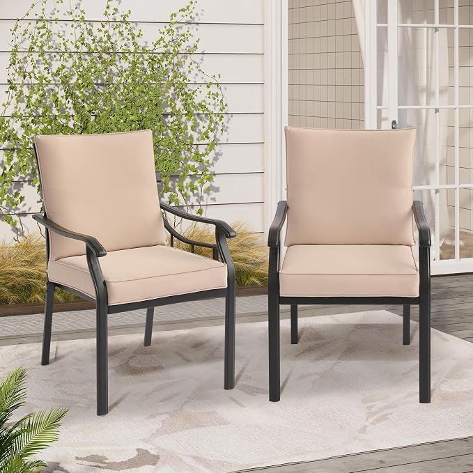 LVUYOYO Outdoor Patio Dining Chairs Set of 2, Metal Stackable Chairs Set - Image 9