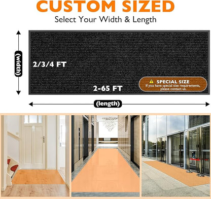 Custom Size Extra Large Front Door Mat, 3FT x 20FT Indoor Outdoor Entrance Commercial Floor Mat, Heavy Duty Dirt Trapper Doormat for Entryway Welcome Mat, Low Profile, Non-Slip, Waterproof
