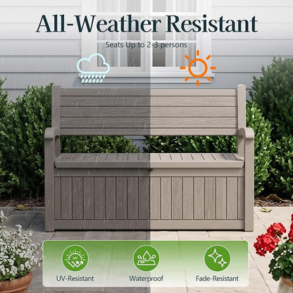 Outdoor Bench, Waterproof Garden Storage Bench, 100 Gallon Deck Box | Lockable - Image 3