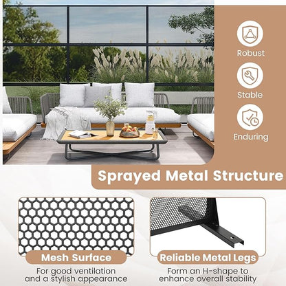 Giantex 2 Panels Metal Privacy Screen, 72''H x 48''W Powder-Coated Decorative Outdoor Fence Panel, Wall Divider for Room Separation, Freestanding Patio Divider for Balcony & Yard (Mesh Pattern)