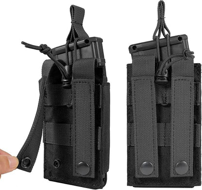 Open-Top Single/Double/Triple Molle Mag Pouch for 5.56mm M4 M16 AK AR Glock M1911 9mm Elastic Rifle Magazines Pistol Mag Pouches Holder Carrier with USA Flag Patch