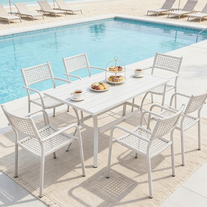 Patio Chairs Set of 6, Stackable Outdoor Dining Chairs - Image 9
