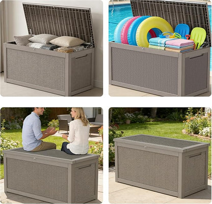 320 Gallon Outdoor Storage Box Resin Deck Box All Weather Waterproof Large - Image 9