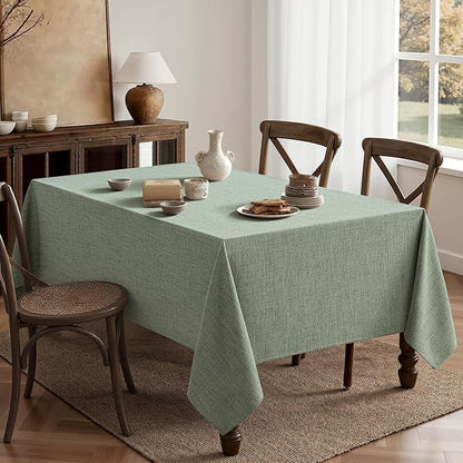 MIULEE Sage Green Linen Polyester Tablecloth 52x70 Inch Spring Rectangle Table Cloth Waterproof,Stain Resistant & Wrinkle Resistant for Dining Party Wedding