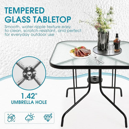 Patio Dining Table for 4 with Umbrella Hole | Outdoor 5 Piece Dining Set 36" x - Image 5