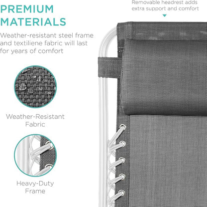 Best Choice Products Set of 2 Adjustable Steel Mesh Zero Gravity Lounge Chair - Image 7