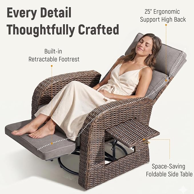 Luxury Patio Swivel Recliner Chair - Image 8