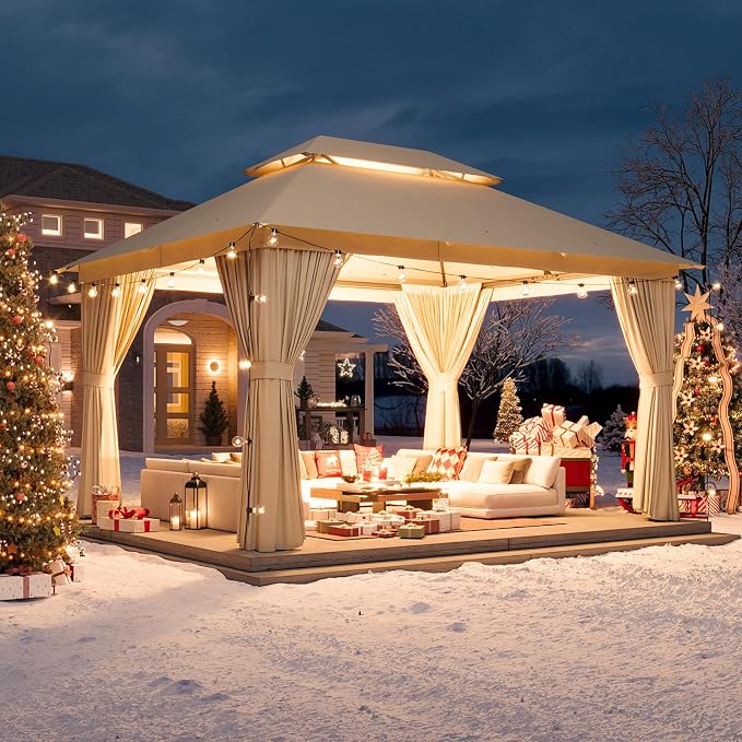 Aoxun 12x10 Gazebo Metal Frame Canopy by Aoxun