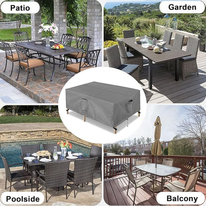 OutdoorLines Outdoor Waterproof Patio Table Furniture Set Covers - Rectangle Couch Sectional Cover Outside Weatherproof Patio Furniture Covering for Deck, Lawn and Backyard 110"L x 84"W x 28"H, Grey