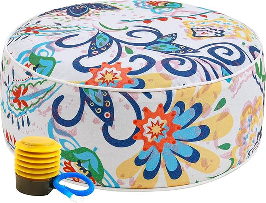 UPWELL Waterproof Inflatable Outdoor Ottoman Pouf,Portable Patio Footrest, Durable & Stylish, Perfect for Garden, Pool, Camping & Home Use - D20 xH9（ZenBase）