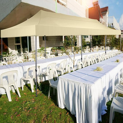 COBIZI 10x30 Pop up Canopy Tent 10x30 Canopy No Sidewall Waterproof Heavy Duty Commercial for Parties Outdoor Garden Gazebo Tent, Carry Bag with Wheel(10x30ft No Sidewalls, Khaki)