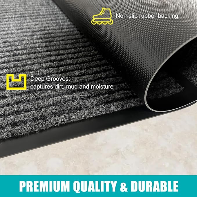 Azadx 2'x3' Front Door Mat Heavy Duty Indoor Outdoor Door Mat Non-Slip Backing Doormat for Entryway Stain and Fade Resistant Commercial Floor Mats Entry Mat Low Profile Welcome Door Mats