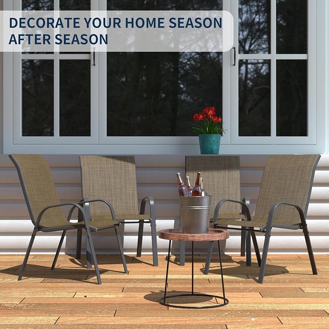 Amopatio Patio Chairs Set of 4, Outdoor Stackable Dining Chairs - Image 2