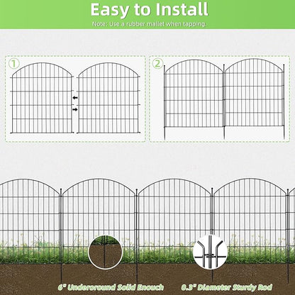 Decorative Garden Fence 32in (H) x12ft (L), 5 Pack No Dig Fence Animal Barrier for Dog, Arched Flower Bed Edging, Wire Border Panel Fencing for Yard Patio Outdoor Decor