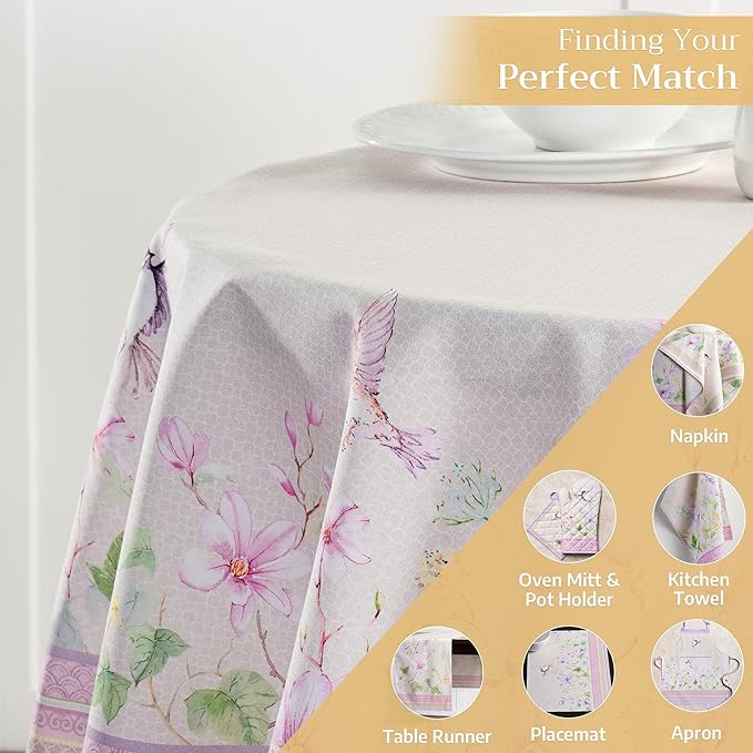 Maison d' Hermine Table Cloth Round Table 100% Cotton 63 Inches Tablecloth Reusable Decorative Everyday Use for Dining Room, Farmhouse, Home, Party, Festive & Wedding Spring Summer - Magnolia Mornings