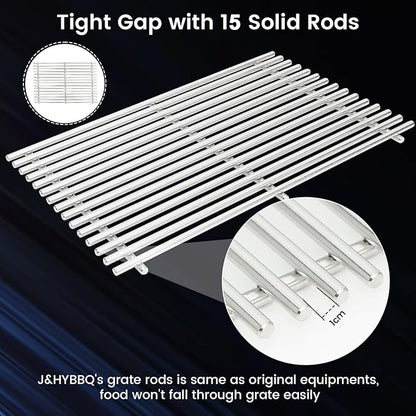 J&HYBBQ 17.4" Stainless Steel Grill Grate for Weber Spirit 300 & Spirit II 300 Series, Spirit 700, Genesis Silver/Gold/Platinum B&C, Genesis 1000-3500 – Tight-Gap Design, Non-Stick, Rust-Resistant
